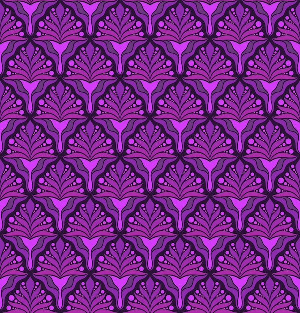 ANTECEDENTES DE VECTOR INCONSÚTIL EN ESTILO ART NOUVEAU CON ELEMENTOS DE PLANTA LILA