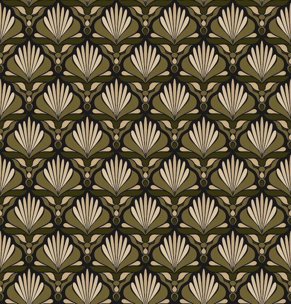 ANTECEDENTES DE VECTOR INCONSÚTIL EN ESTILO ART NOUVEAU CON ELEMENTOS DE PLANTAS VERDES