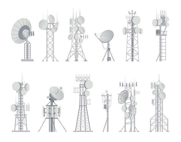 Antena inalámbrica Receptor de comunicación aérea analógica Conjunto de construcciones de conexión y transmisión Equipo digital para transmisión de señal o datos Torres de Internet o celulares vectoriales