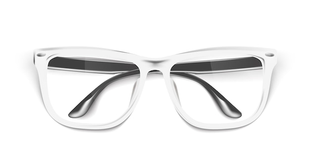 anteojos realistas, maqueta de gafas. Gafas de moda blancas elegantes