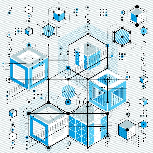 Anteproyecto arquitectónico, fondo digital vectorial con diferentes elementos de diseño geométrico. Para usar como fondo del sitio web.