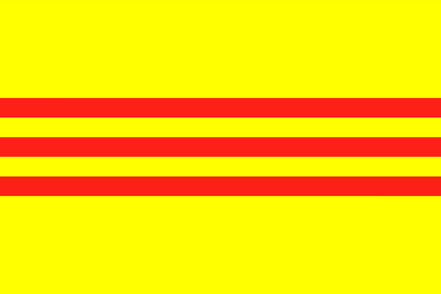 La anterior bandera nacional en amarillo con franjas rojas del estado de Vietnam del Sur.