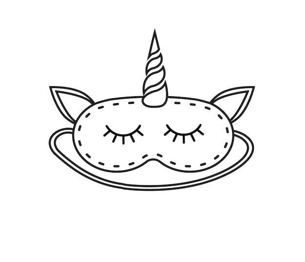 Antifaz para dormir de unicornio de dibujos animados vector plano
