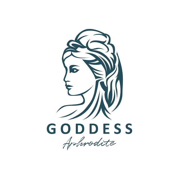 Antigua diosa griega del amor y la belleza Afrodita logotipo icono diseño de ilustración vectorial