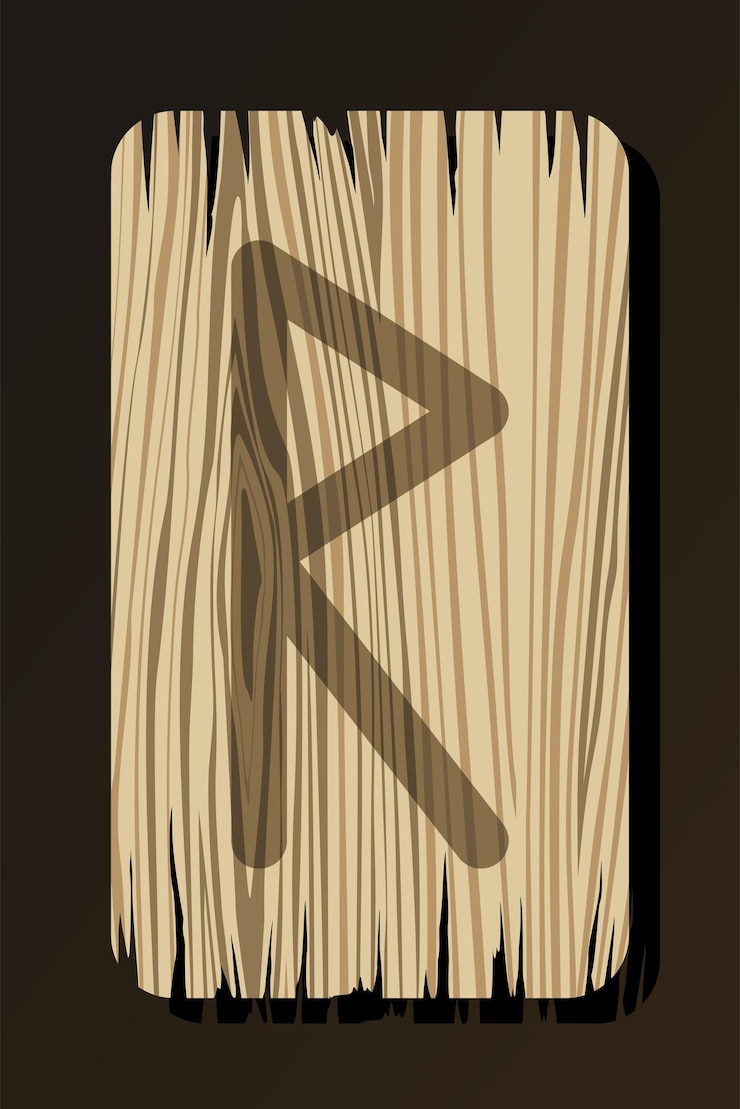 Vector antigua runa de madera de raidho sobre un fondo blanco en vector