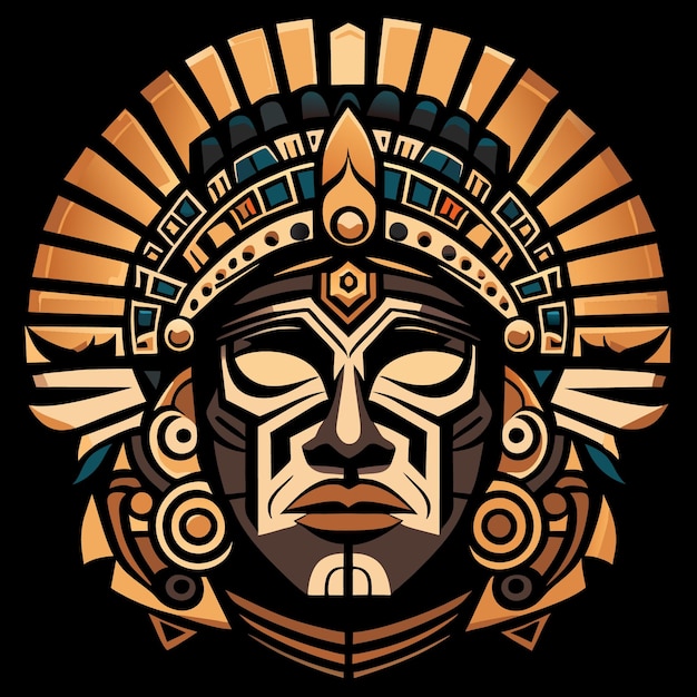 Vector antiguas caras aztecas gráficas vectoriales planas