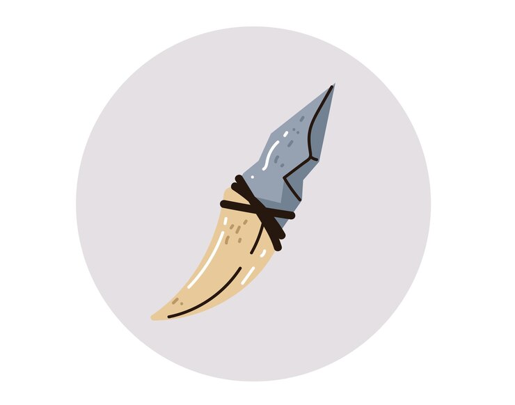 Vector antiguo cuchillo de piedra antiguo aislado sobre fondo blanco vector plano elemento de diseño gráfico concepto ill