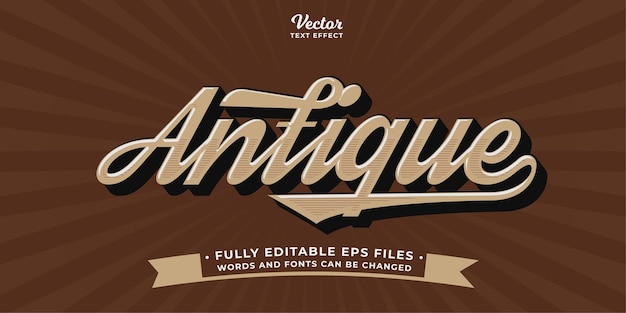 Vector antiguo efecto de texto vintage editable eps cc