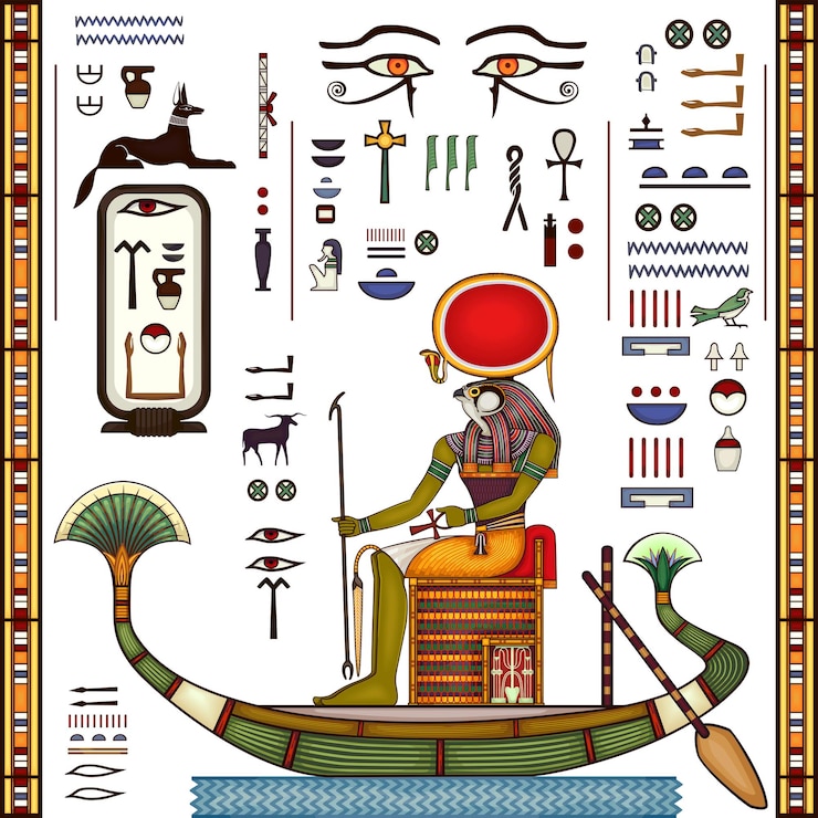 Vector antiguo egipto backgroundegyptian jeroglífico y símbolo