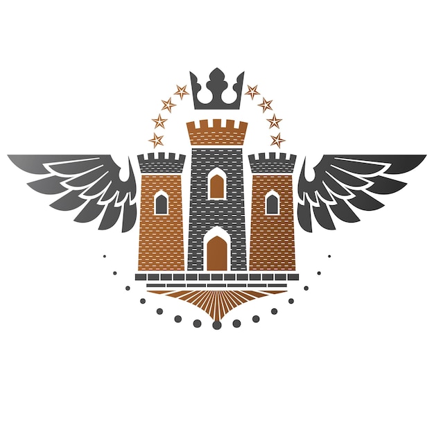 Antiguo emblema del bastión. elemento de diseño vectorial heráldico. etiqueta de estilo retro, logotipo heráldico. logotipo antiguo sobre fondo blanco aislado.