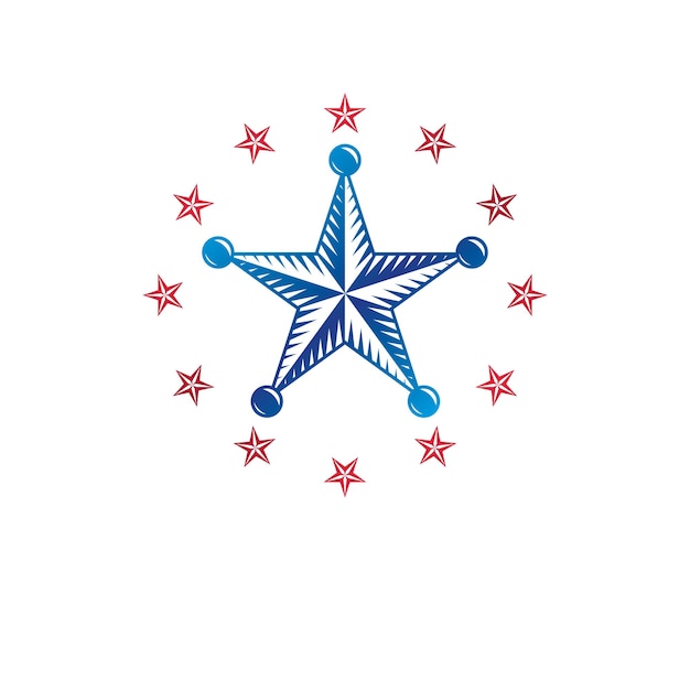Antiguo emblema de estrella pentagonal, el mejor. Elemento de diseño vectorial heráldico, símbolo premium. Etiqueta de estilo retro, logotipo heráldico.
