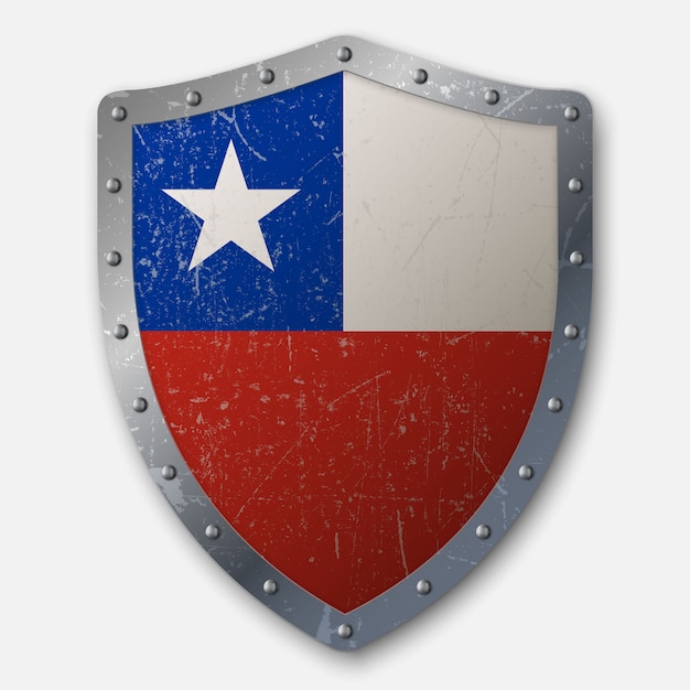 Antiguo escudo con bandera de chile