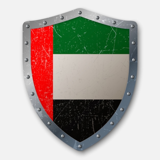 Antiguo escudo con bandera de emiratos arabes unidos