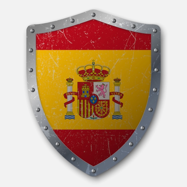 Antiguo escudo con bandera de españa