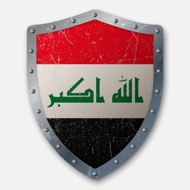 Antiguo escudo con bandera de irak
