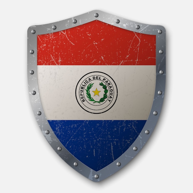 Vector antiguo escudo con bandera de paraguay