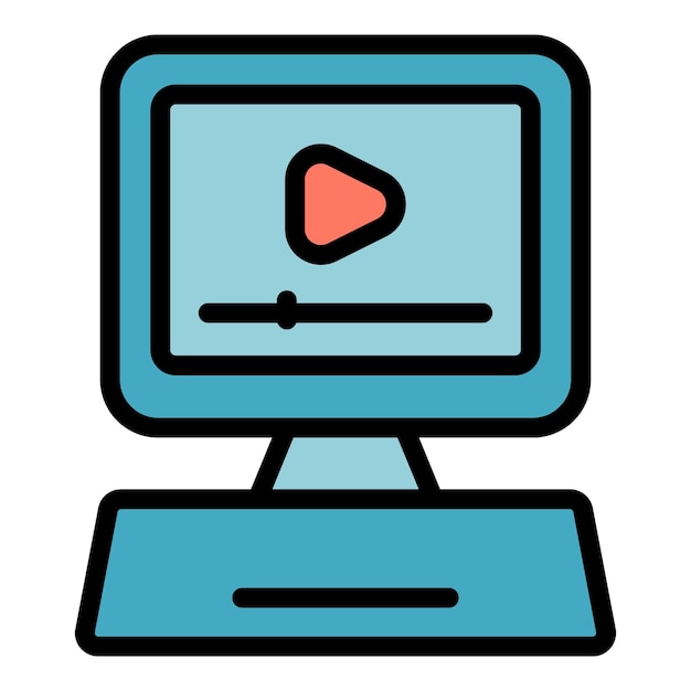 Antiguo icono de juego de PC contorno vectorial botón de arcade menú móvil color plano