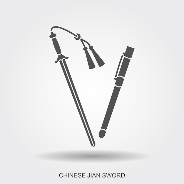 El antiguo icono plano de la espada jian china