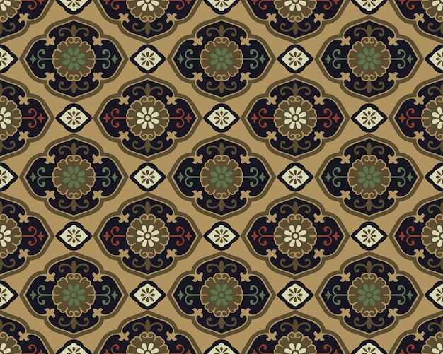Antiguo patrón sin costuras de caleidoscopio de flor espiral curva asiática oriental