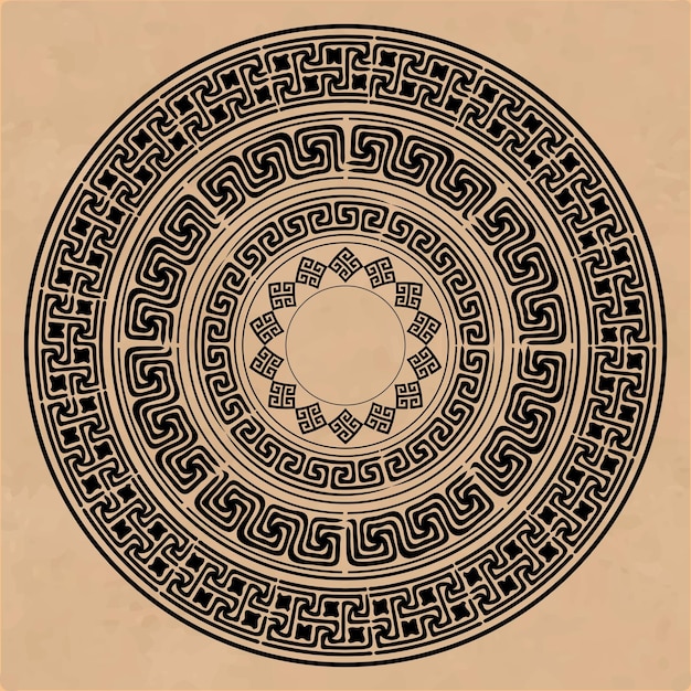 Antiguo patrón de llave griego con fondo de redes sociales Mandala para plantillas