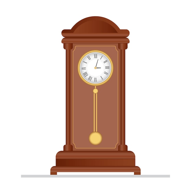 Antiguo reloj retro con ilustración vectorial del péndulo