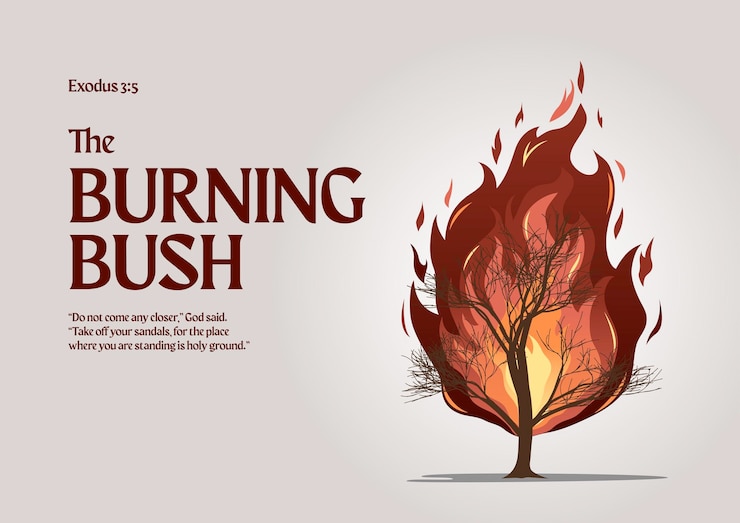 Vector antiguo testamento zarza ardiente ilustración vectorial