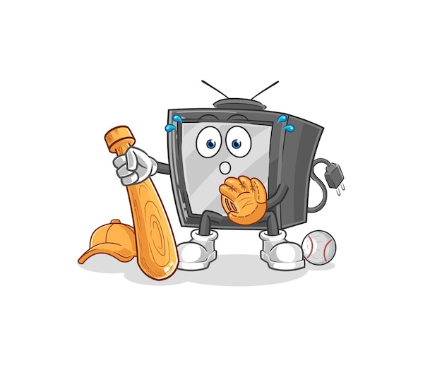 Antiguo vector de mascota de dibujos animados de dibujos animados de catcher de béisbol de tv