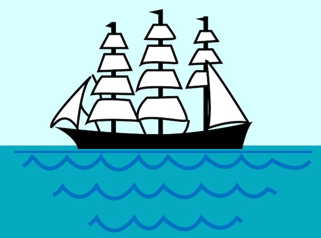 Antiguo vikingo escandinavo draccar Norman barco vela vector ilustración sobre un fondo blanco