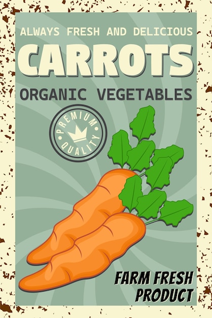 Antiguos carteles en el mercado de frutas zanahorias verduras orgánicas