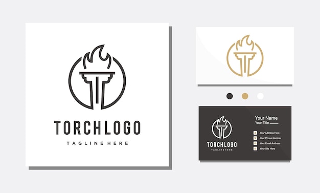 Antorcha círculo línea minimalista arte logotipo diseño icono vector inspiración