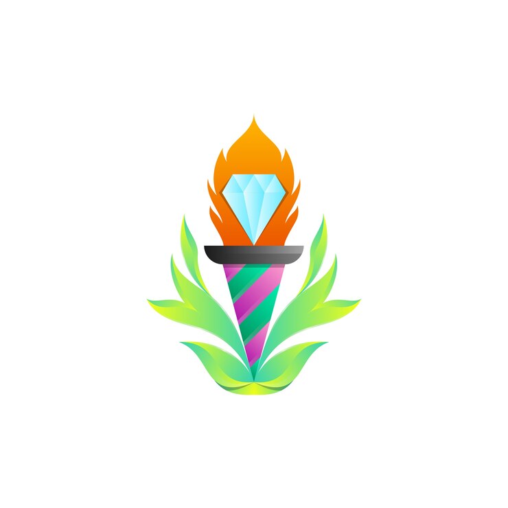 Vector antorcha diamante plantilla de diseño de logotipo