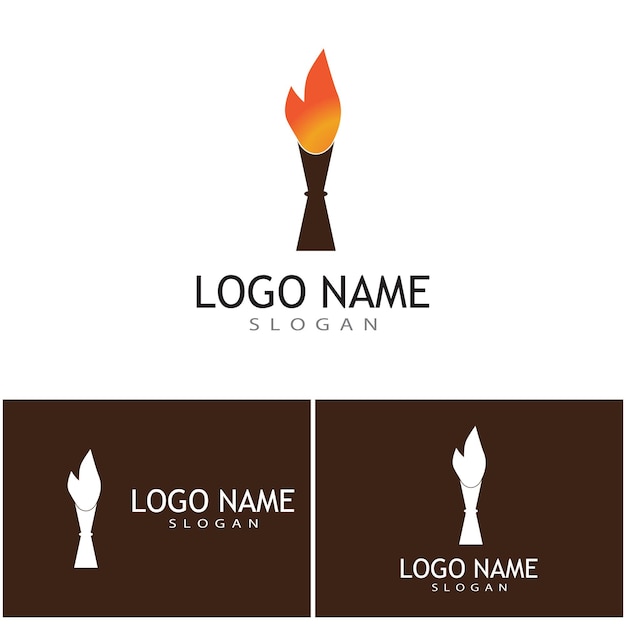 Antorcha con diseño de ilustración de vector de logotipo de llama