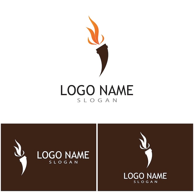 Antorcha con diseño de ilustración de vector de logotipo de llama