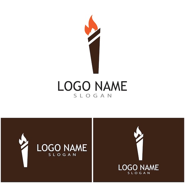 Antorcha con diseño de ilustración de vector de logotipo de llama