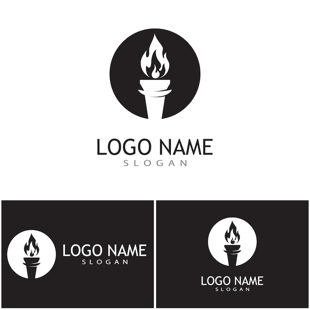 Antorcha con diseño de ilustración de vector de logotipo de llama