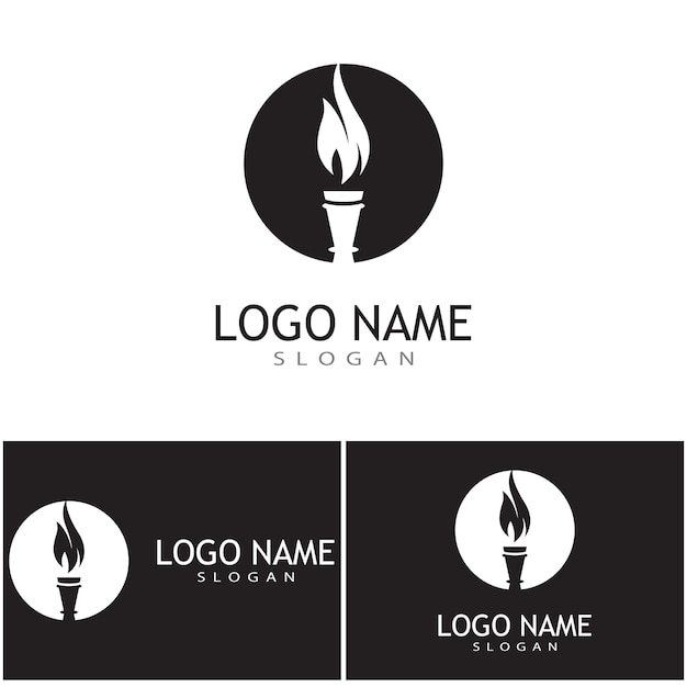 Antorcha con diseño de ilustración de vector de logotipo de llama