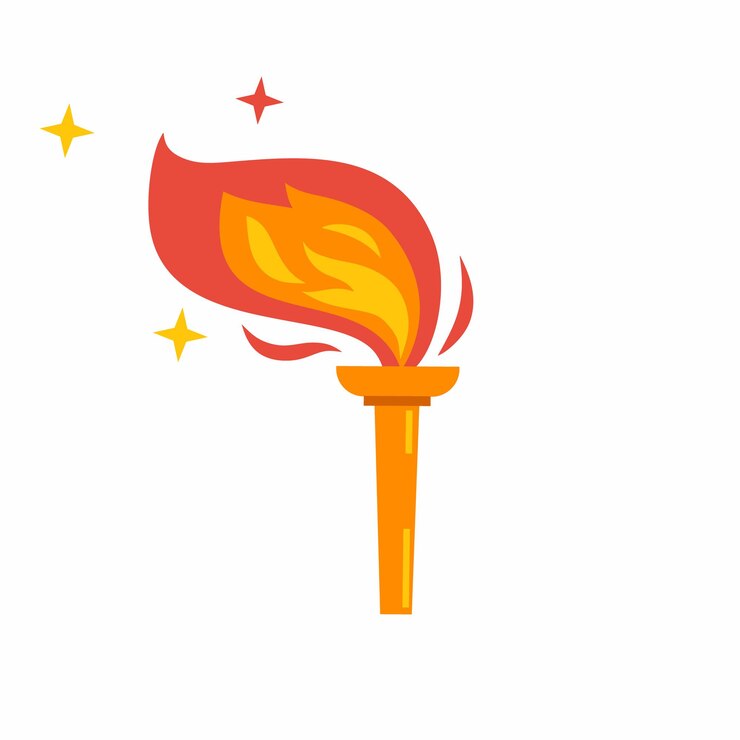 Vector antorcha con fuego sobre fondo blanco llama brillante ilustración vectorial