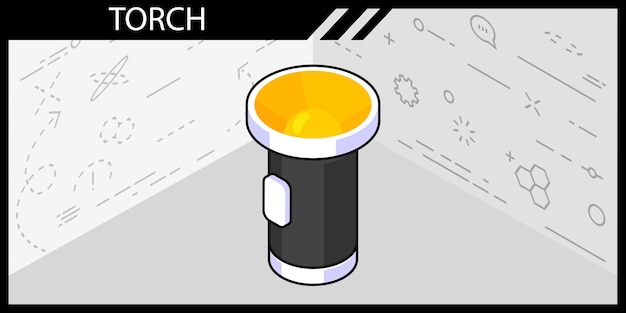 Antorcha icono de diseño isométrico Vector web ilustración 3d colorido concepto