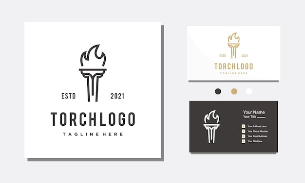 Antorcha línea minimalista arte logotipo diseño icono vector inspiración