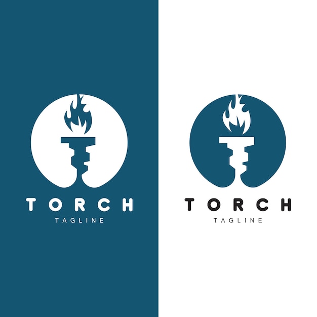 Antorcha Llama Logo Diseño Vectorial Simple Plantilla Retro Illustrator