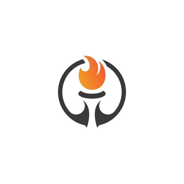 Antorcha llama logo icono vector plantilla