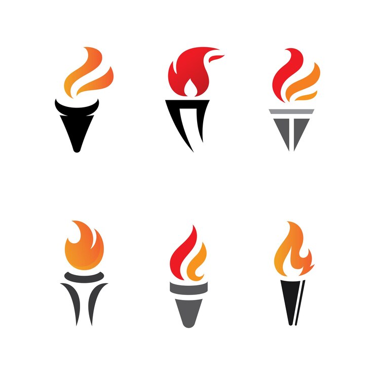 Vector antorcha llama logo icono vector plantilla