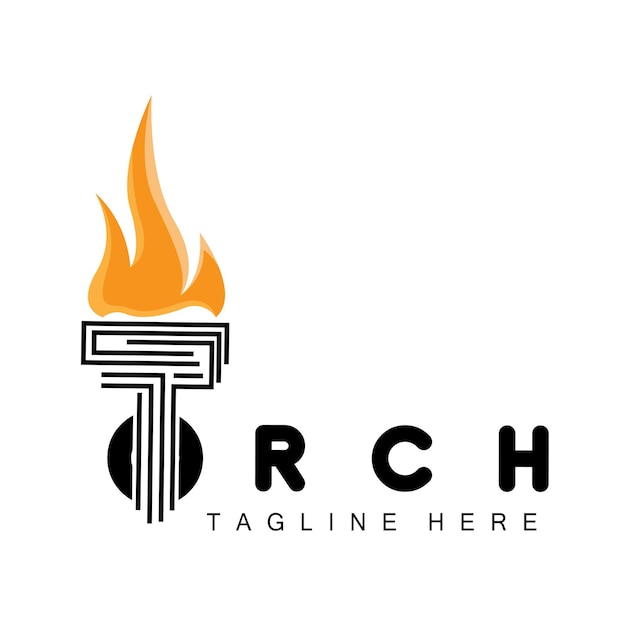 Antorcha Logo Fuego Diseño Carta Logo Producto Marca Icono