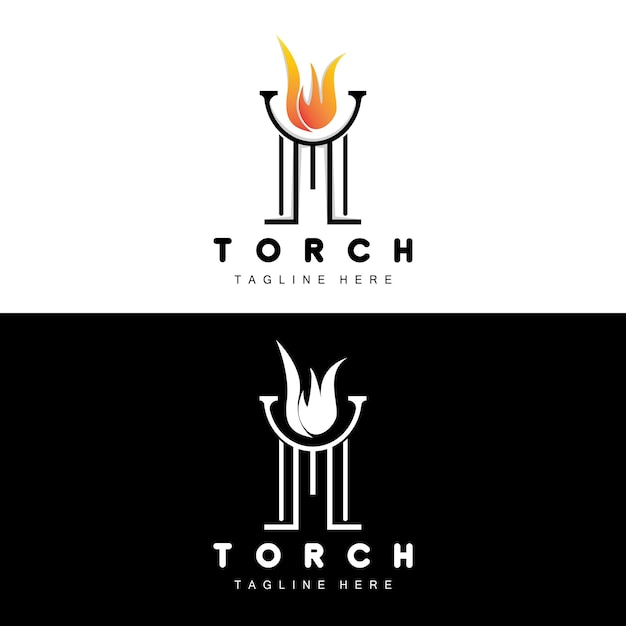 Antorcha Logo Fuego Diseño Carta Logo Producto Marca Icono