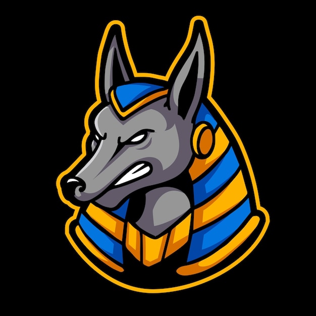 Anubis e logotipo deportivo con un aspecto serio