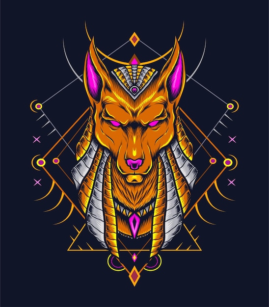 Anubis egipcio con geometría sagrada