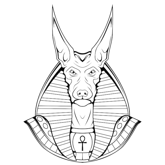 Anubis Jackal boceto ilustración vectorial Antiguo dios egipcio de la muerte Mitología egipcia