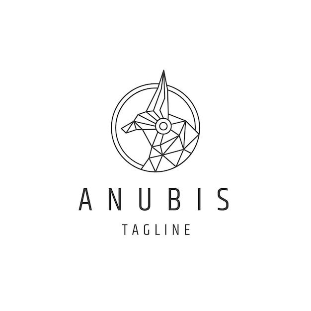 Anubis línea logo icono diseño plantilla vector plano