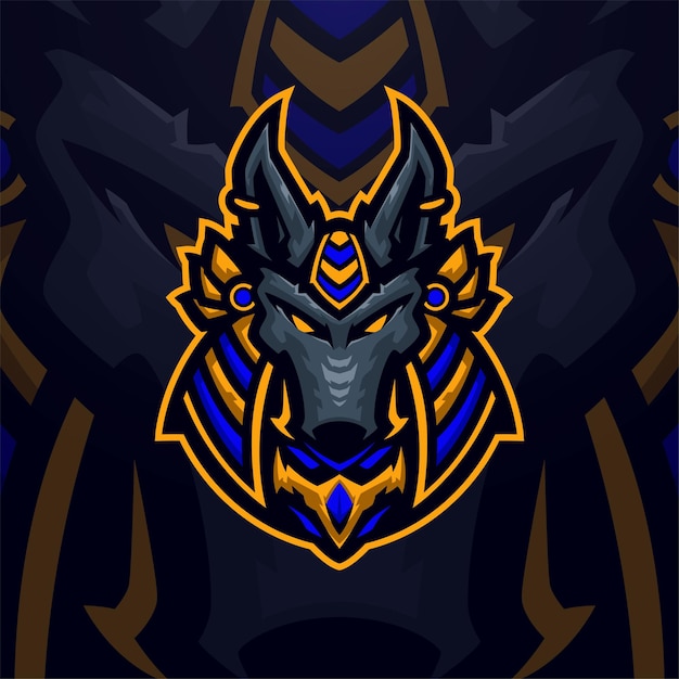 Anubis mascot logo esport ilustración premium vector