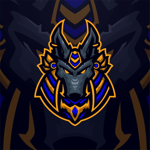 Anubis mascot logo esport ilustración premium vector